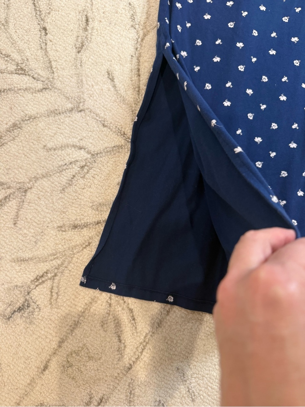 ON 34TH Navy Floral Side Tie Midi Dress XXS | Like New - Picture 3 of 6